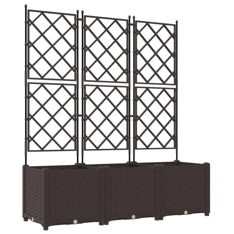 Aiakast trellisega 3 tk Pruun 120x40x143 cm