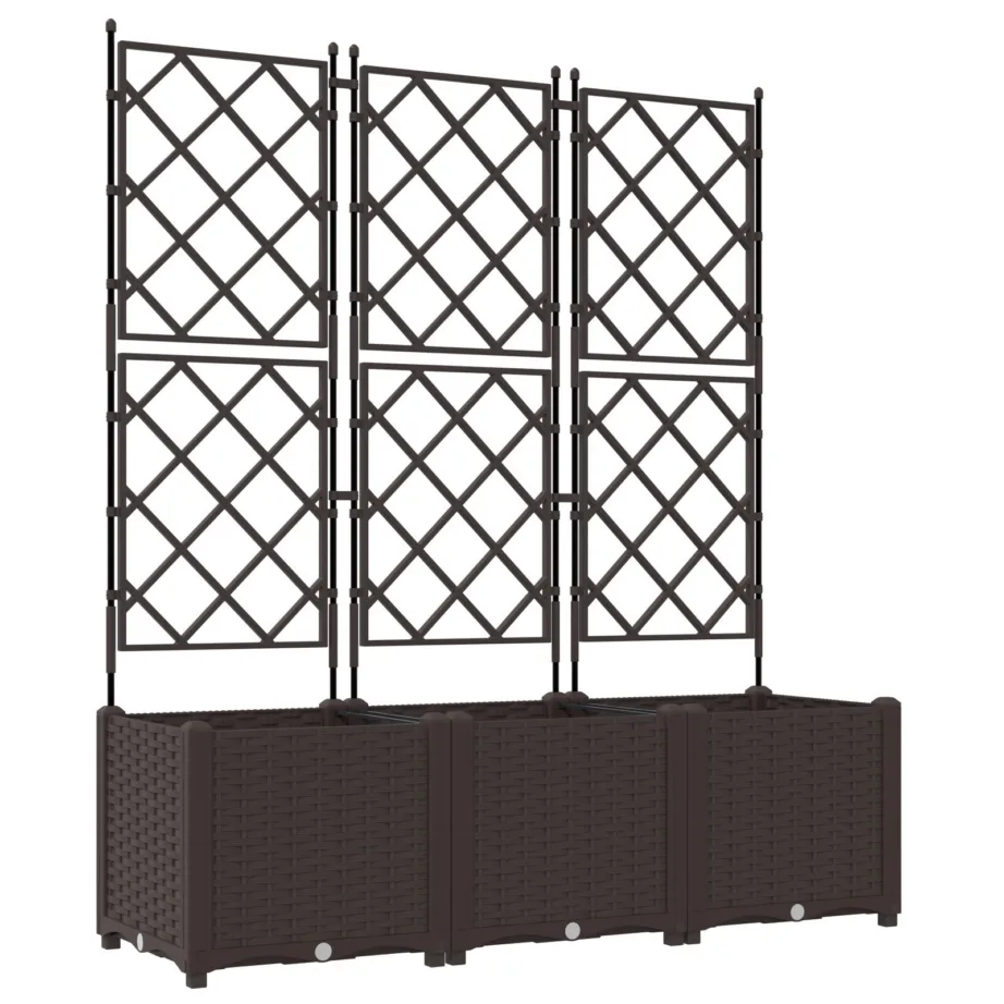 Aiakast trellisega 3 tk Pruun 120x40x143 cm