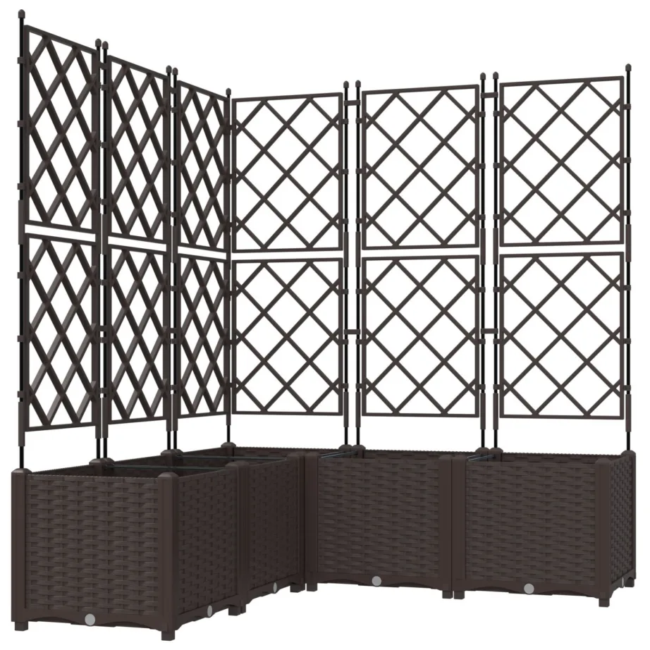 Aiakast trellisega 5 tk Pruun 120x120x143 cm