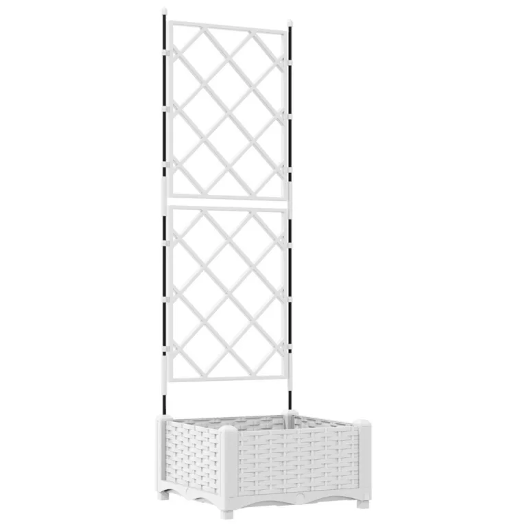 Aiakast trellisega Valge 40x40x125.5 cm