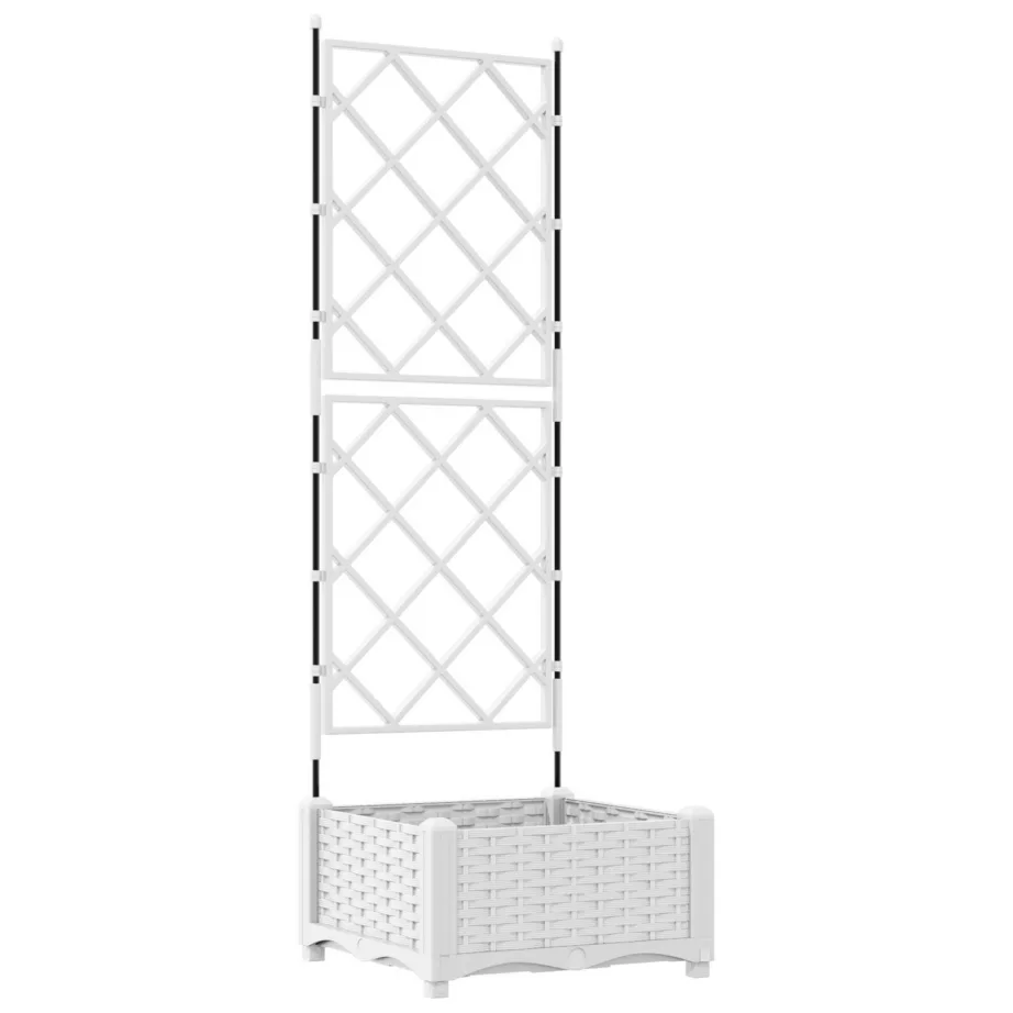 Aiakast trellisega Valge 40x40x125.5 cm