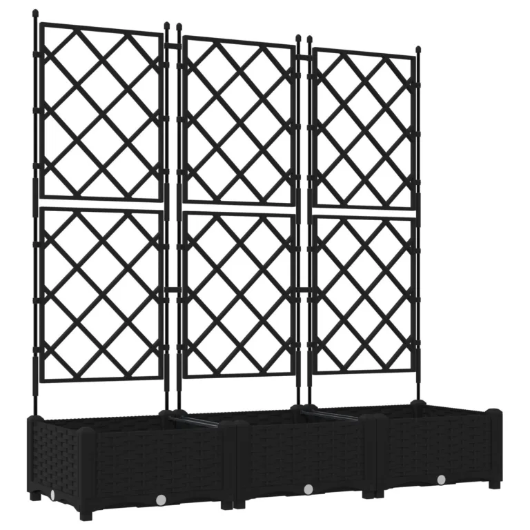 Aiakaste trellisega 3 tk Must 120x40x125.5 cm