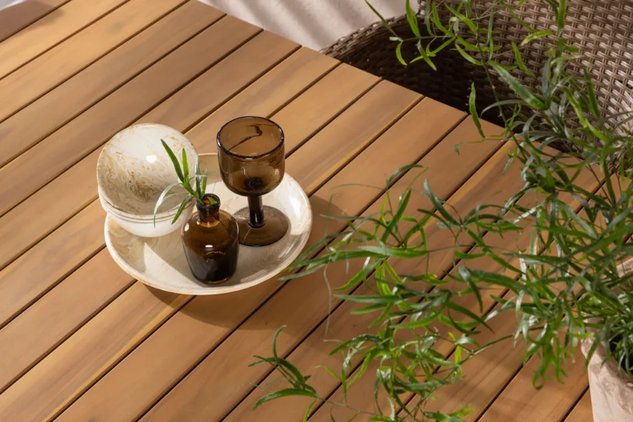 Aiamööbli komplekt Holmbeck laud (akaatsiapuit, 200x90cm) ja Malina toolid (kunstrotang, 6 tk), GR23398 – 10