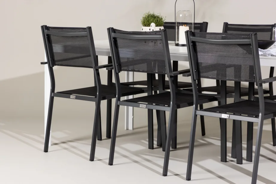 Aiamööblikomplekt Break & Copacabana (valge laud, 6 musta tooli, alumiinium raam, aintwood pealispind), GR24294 – 9