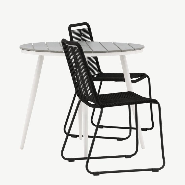 Aiamööblikomplekt Break – ümmargune laud (Aintwood, 90 cm) ja Lindos must tool - GR22678