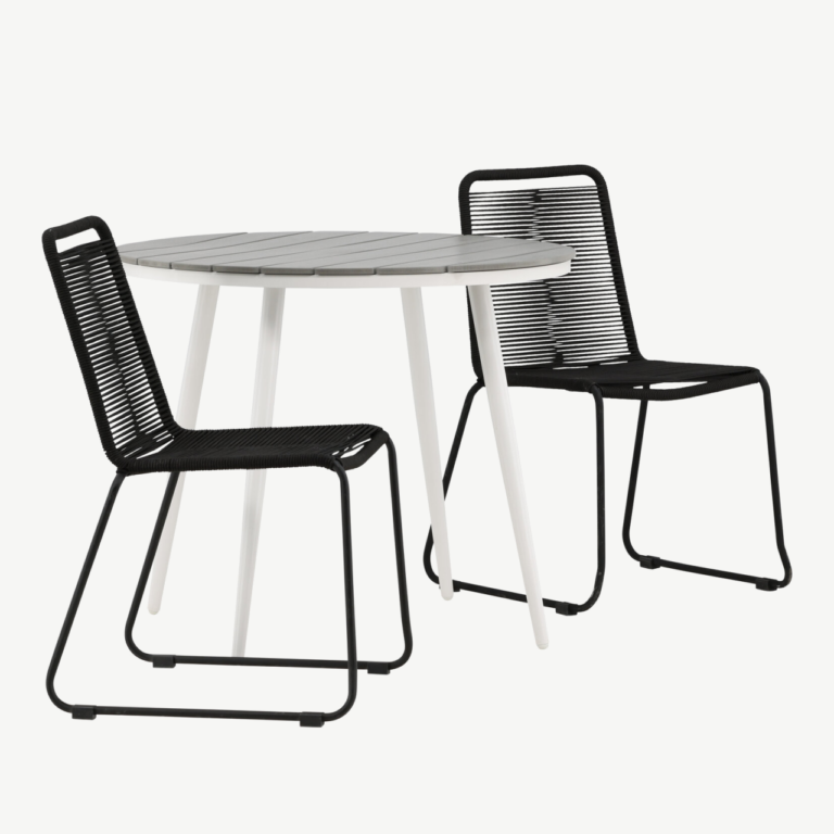 Aiamööblikomplekt Break – ümmargune laud (Aintwood, 90 cm) ja Lindos must tool - GR22678