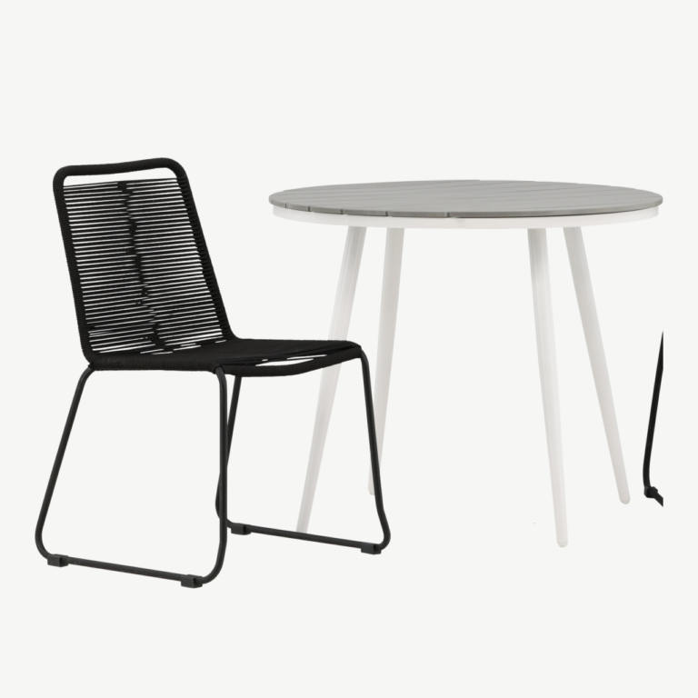 Aiamööblikomplekt Break – ümmargune laud (Aintwood, 90 cm) ja Lindos must tool - GR22678