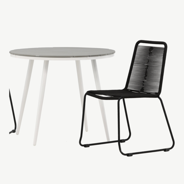 Aiamööblikomplekt Break – ümmargune laud (Aintwood, 90 cm) ja Lindos must tool - GR22678