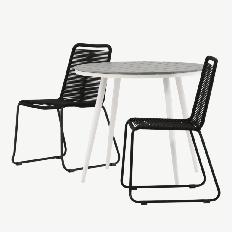 Aiamööblikomplekt Break – ümmargune laud (Aintwood, 90 cm) ja Lindos must tool - GR22678
