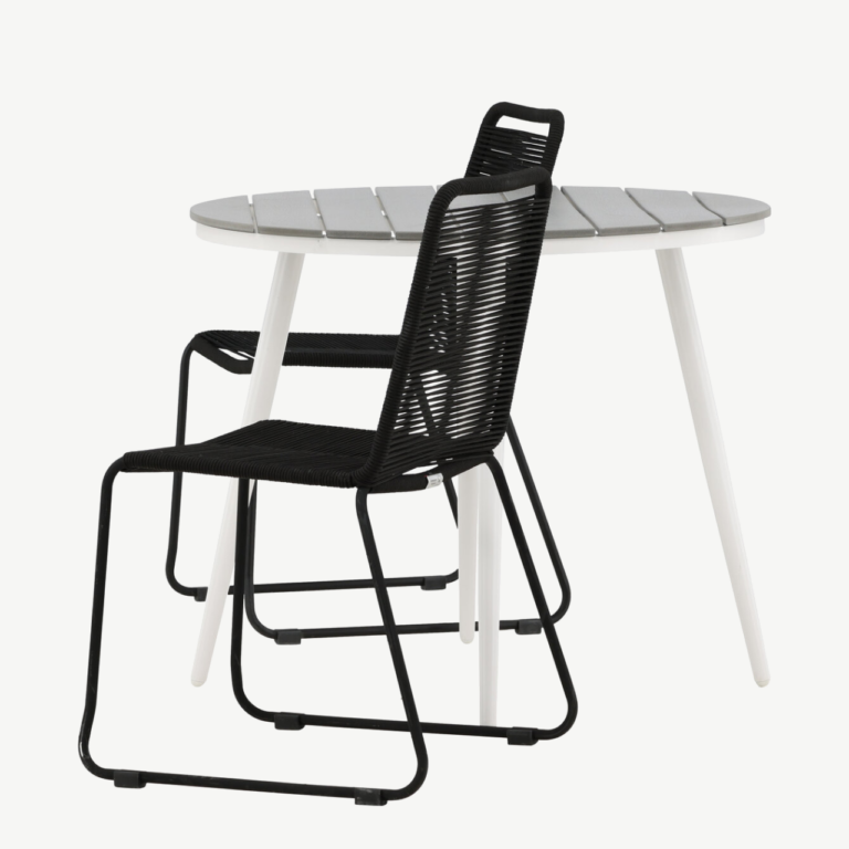 Aiamööblikomplekt Break – ümmargune laud (Aintwood, 90 cm) ja Lindos must tool - GR22678
