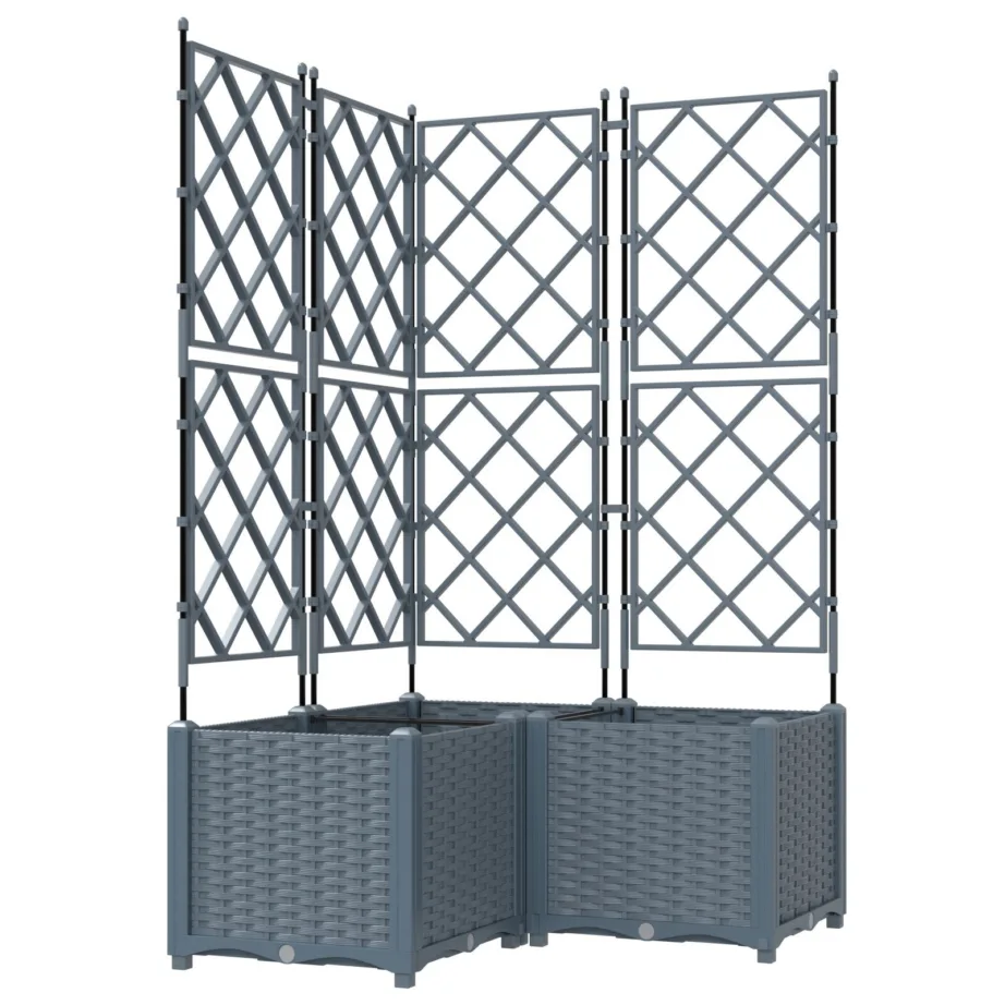 Aiataimealus trellisega 3 tk Helehall 80x80x143 cm
