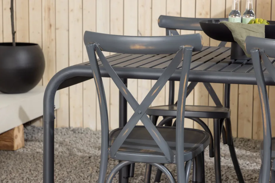 Alumiiniumist ristkülikukujuline õuesöögilaud Borneo koos kuue tooliga (must/tumehall), GR23328 – 10