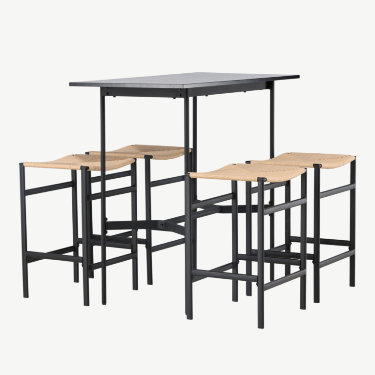 Baarikomplekt Rax must MDF laud ja Polly naturaalset ratani istmega baaritool - GR23697
