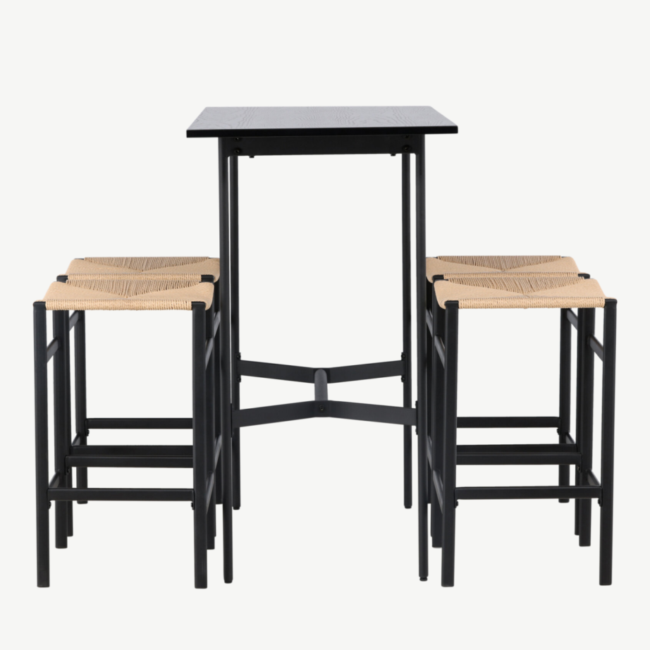 Baarikomplekt Rax must MDF laud ja Polly naturaalset ratani istmega baaritool, GR23697 – 7