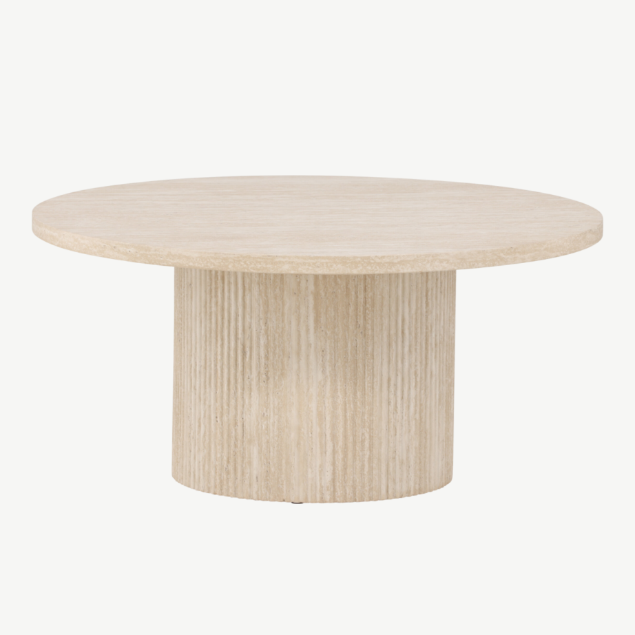 Beež MDF-plaadist ümar diivanilaud Härön (travertiini imitatsioon, ø80 cm), 62058-999 – 7