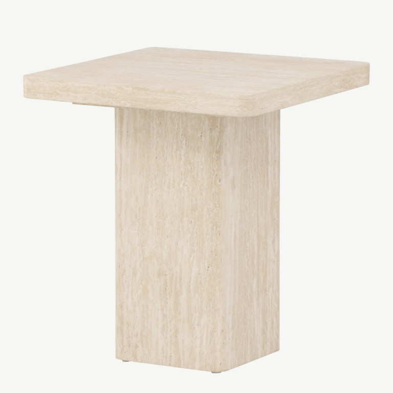 Beež MDF diivanilaud Qvart (travertiinimustriga, 50x50x56 cm) - 62061-999