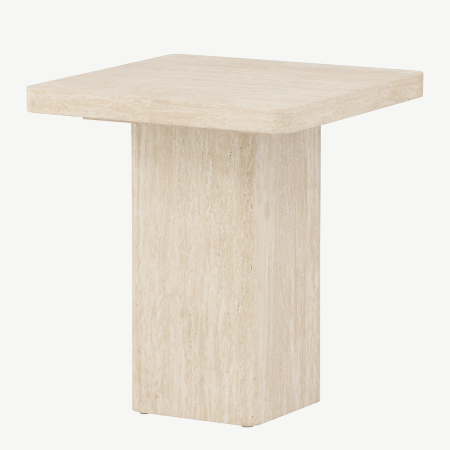 Beež MDF diivanilaud Qvart (travertiinimustriga, 50x50x56 cm), 62061-999 – 3