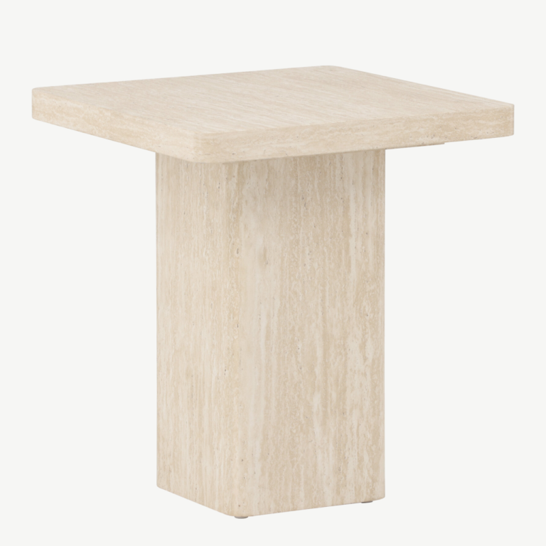 Beež MDF diivanilaud Qvart (travertiinimustriga, 50x50x56 cm) - 62061-999