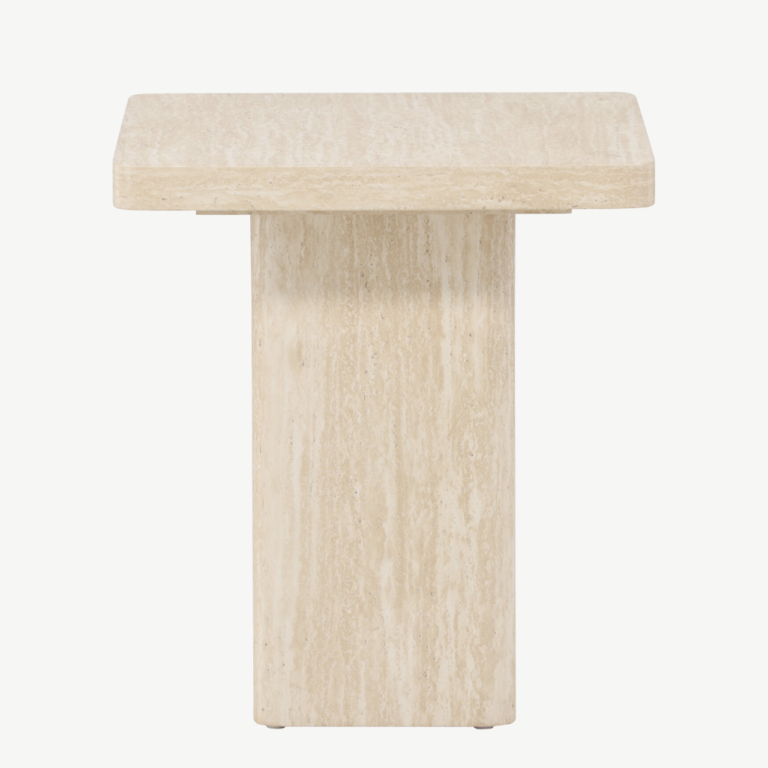 Beež MDF diivanilaud Qvart (travertiinimustriga, 50x50x56 cm) - 62061-999
