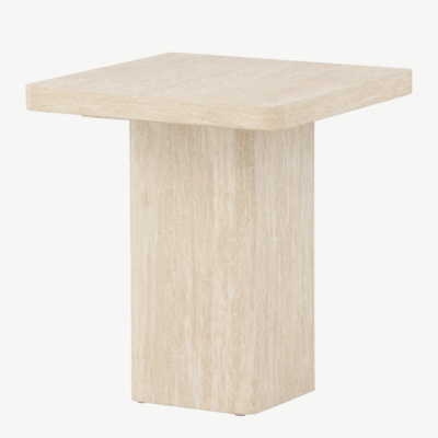 Beež MDF diivanilaud Qvart (travertiinimustriga, 50x50x56 cm) - 62061-999