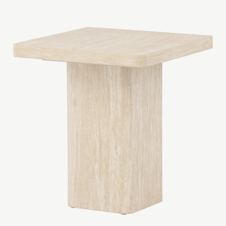Beež MDF diivanilaud Qvart (travertiinimustriga, 50x50x56 cm) - 62061-999