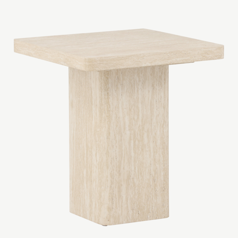 Beež MDF diivanilaud Qvart (travertiinimustriga, 50x50x56 cm) - 62061-999
