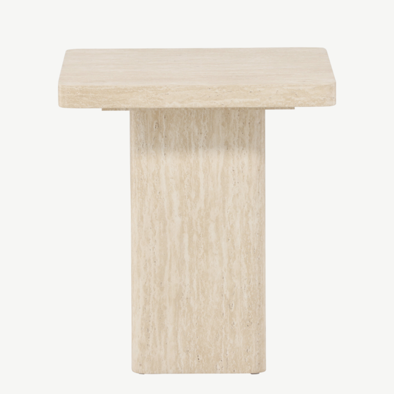 Beež MDF diivanilaud Qvart (travertiinimustriga, 50x50x56 cm) - 62061-999