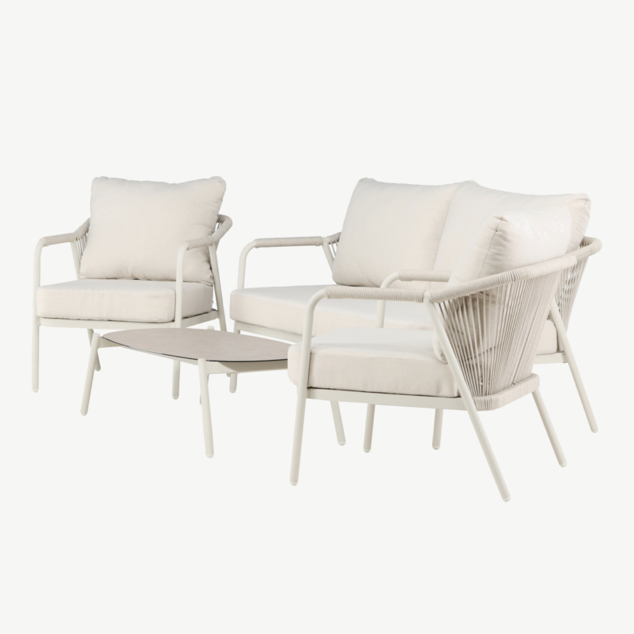 Beež alumiiniumist aiakomplekt klaaspinnaga laua, kahe tugitooli ja diivaniga (Sicily), 2139-222 – 6