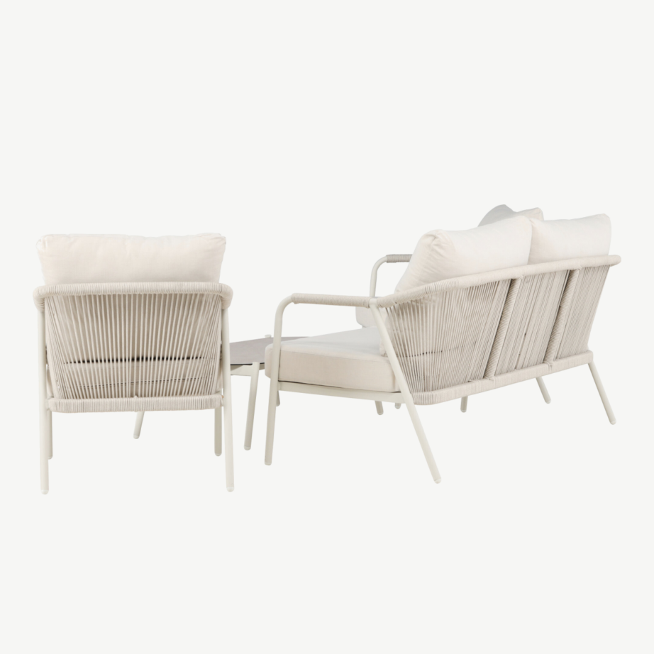 Beež alumiiniumist aiakomplekt klaaspinnaga laua, kahe tugitooli ja diivaniga (Sicily), 2139-222 – 8