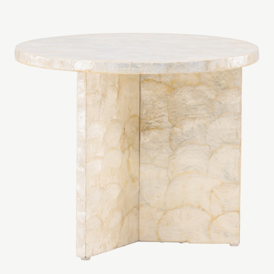 Beež capiz-kestadest diivanilaud Smögen, ø40 cm, 61814-111 – 2