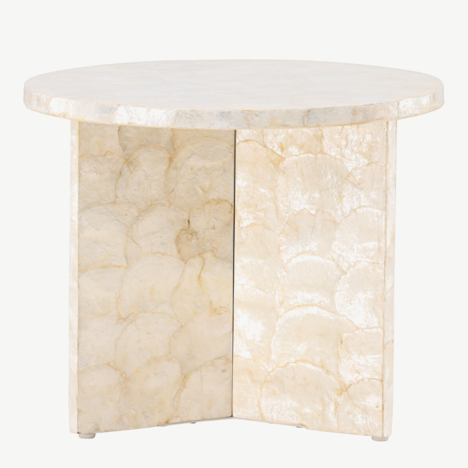 Beež capiz-kestadest diivanilaud Smögen, ø40 cm, 61814-111 – 3