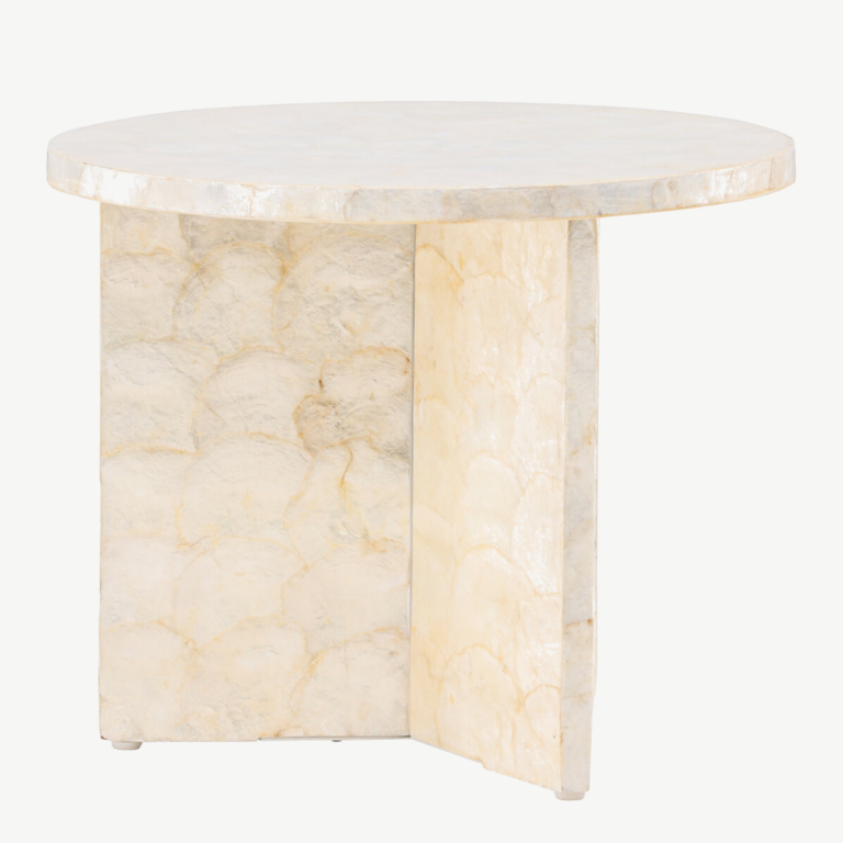 Beež capiz-kestadest diivanilaud Smögen, ø40 cm - 61814-111