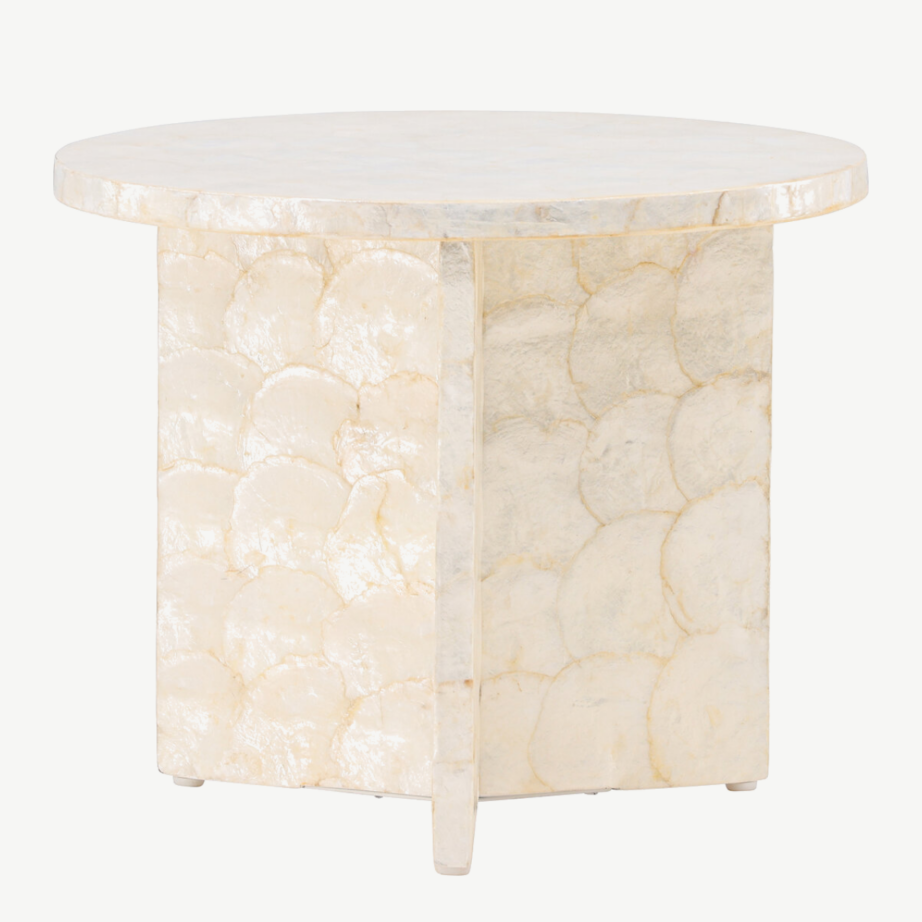 Beež capiz-kestadest diivanilaud Smögen, ø40 cm, 61814-111 – 5