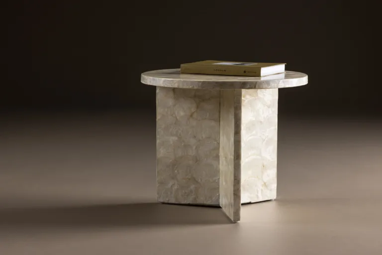 Beež capiz-kestadest diivanilaud Smögen, ø40 cm - 61814-111