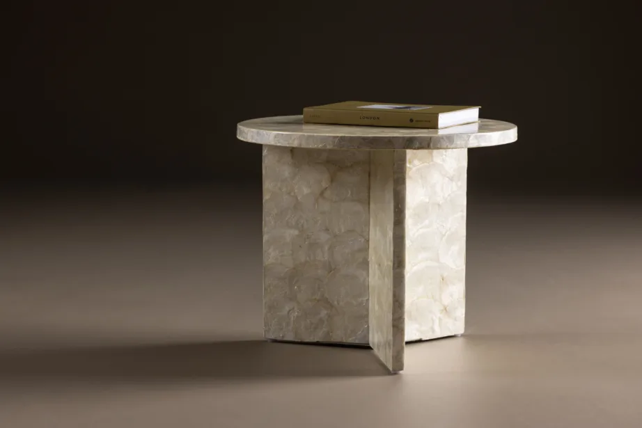 Beež capiz-kestadest diivanilaud Smögen, ø40 cm, 61814-111 – 8