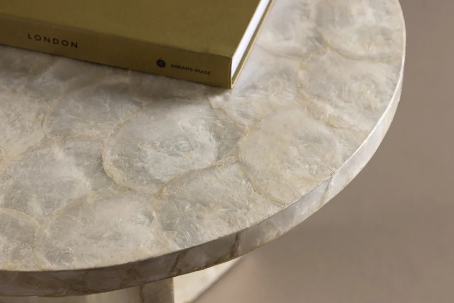 Beež capiz-kestadest diivanilaud Smögen, ø40 cm, 61814-111 – 9