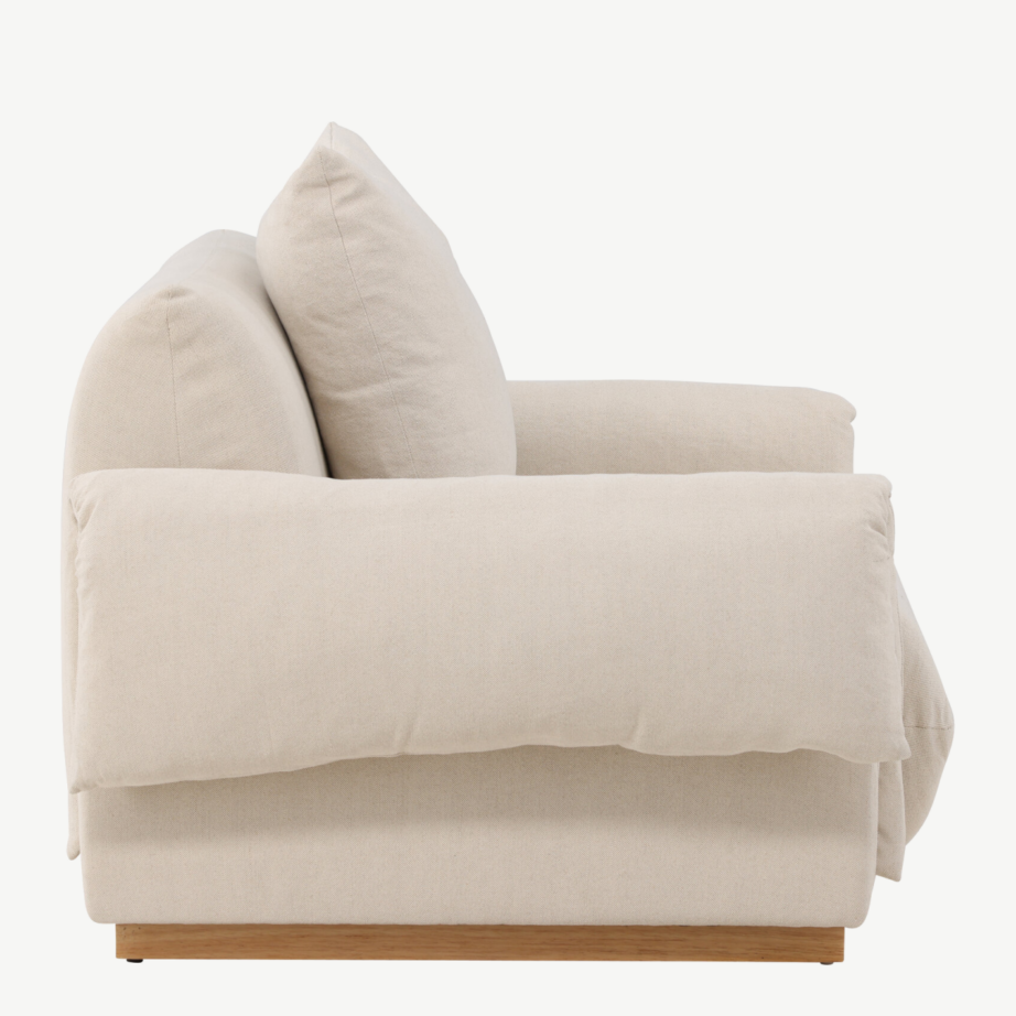 Beež linase kattega tugitool Mollösund, tammepuidust jalgadega, 61804-256 – 2