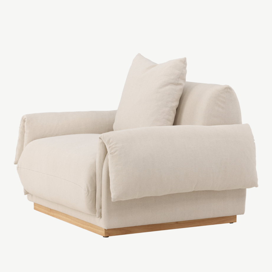 Beež linase kattega tugitool Mollösund, tammepuidust jalgadega, 61804-256 – 6