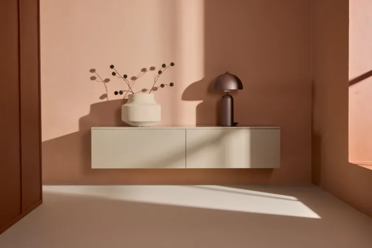 Beež madal MDF sahtelkapp Frihamn (160x45x35 cm) - 30083-102