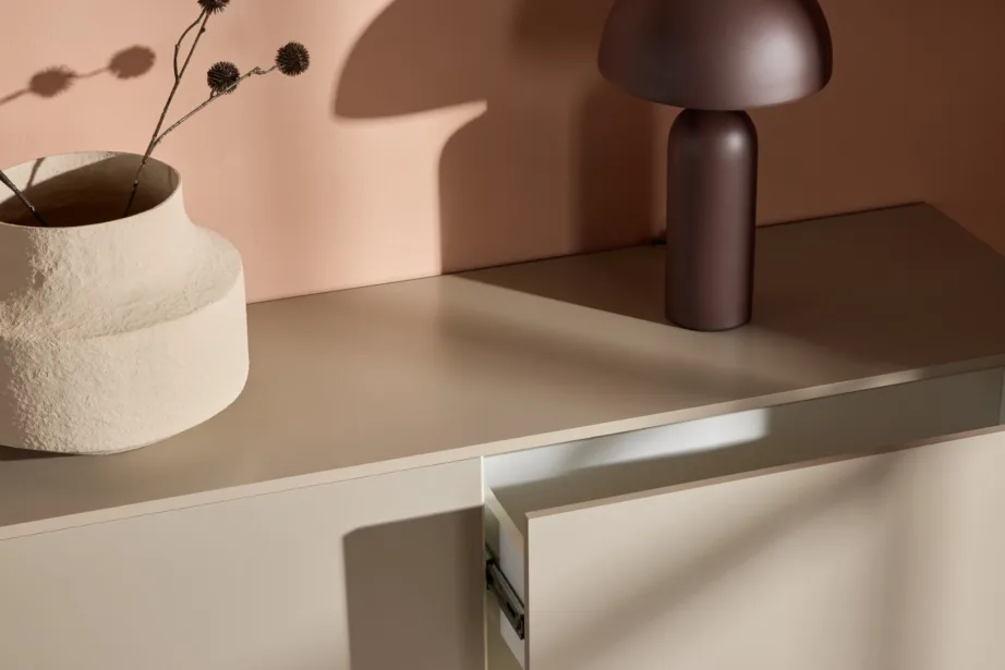 Beež madal MDF sahtelkapp Frihamn (160x45x35 cm), 30083-102 – 11