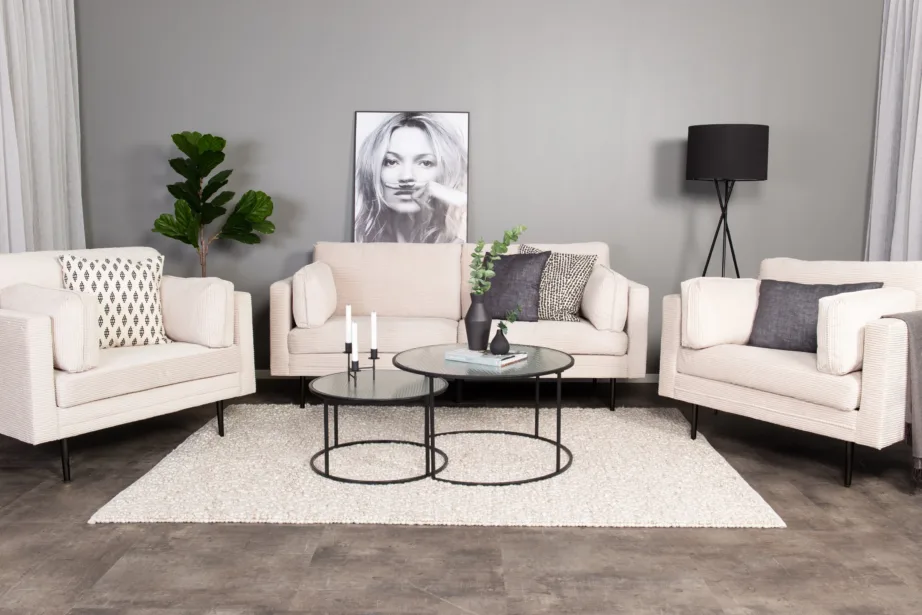 Beež manchesterkangaga 3-kohaline diivan Boom mustade metalljalgadega, GR19262 – 6