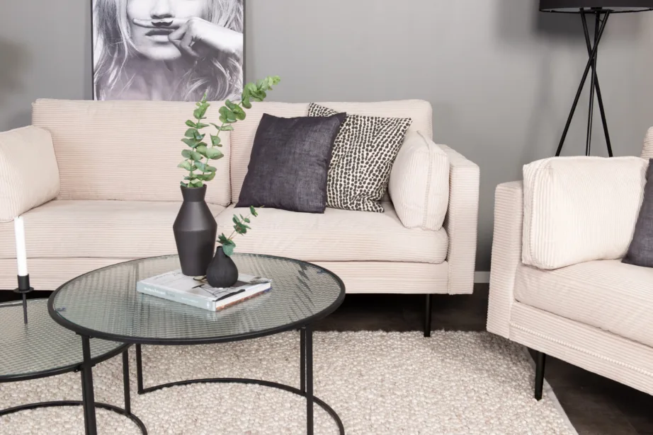 Beež manchesterkangaga 3-kohaline diivan Boom mustade metalljalgadega, GR19262 – 7