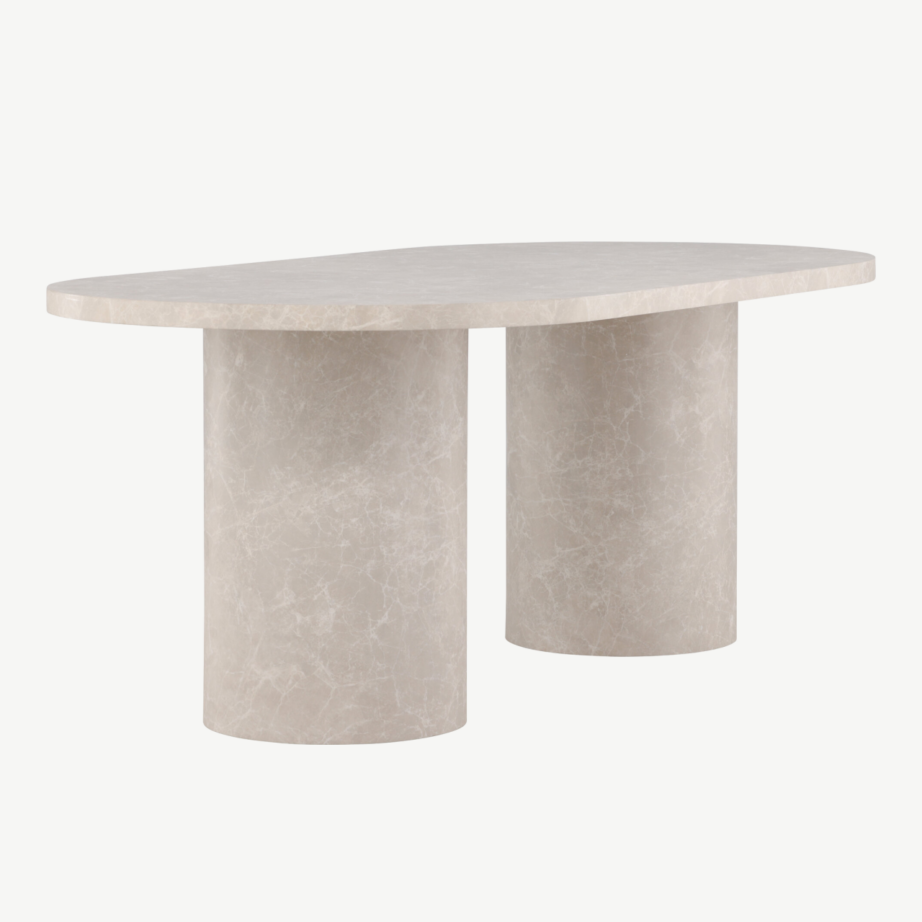 Beež marmori mustriga MDF söögilaud Narvik 100×200 cm, 61929-102 – 3