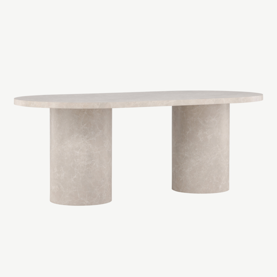 Beež marmori mustriga MDF söögilaud Narvik 100×200 cm, 61929-102 – 4