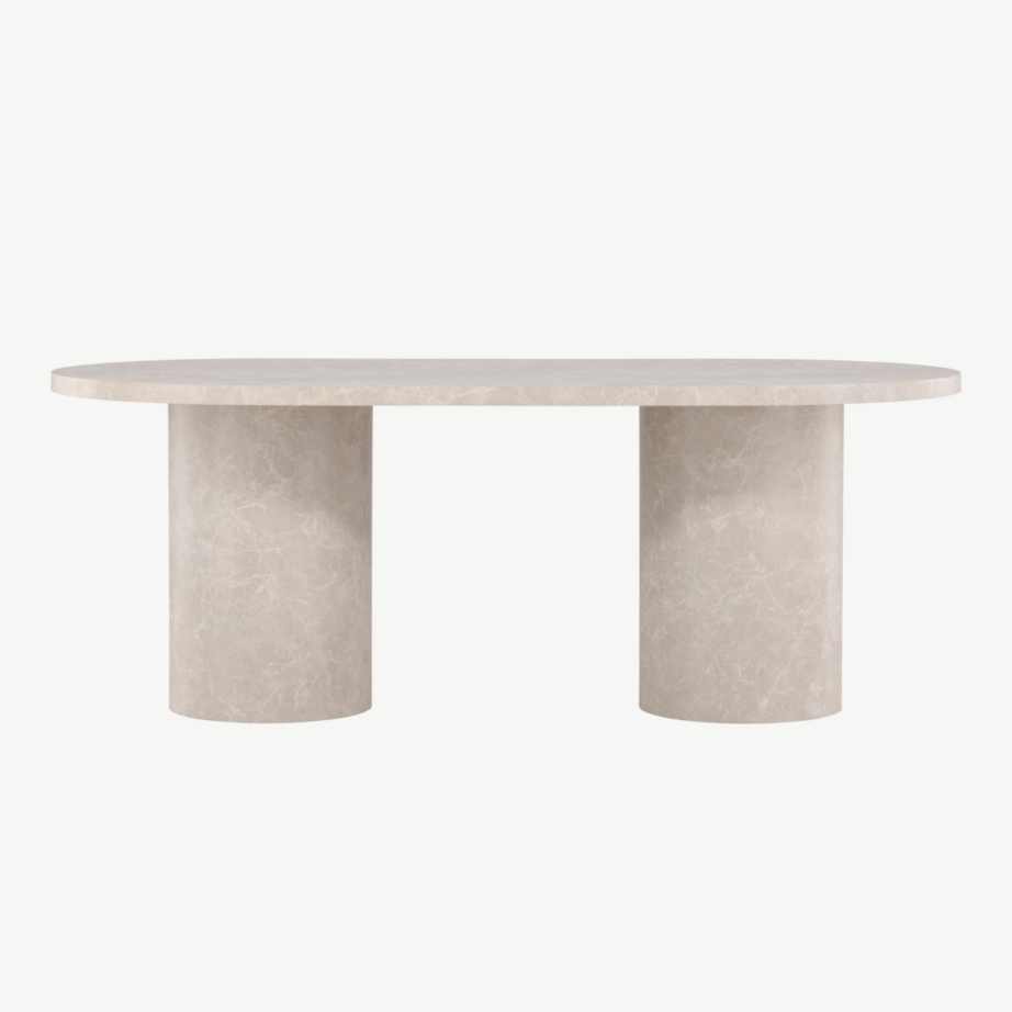 Beež marmori mustriga MDF söögilaud Narvik 100×200 cm, 61929-102 – 5