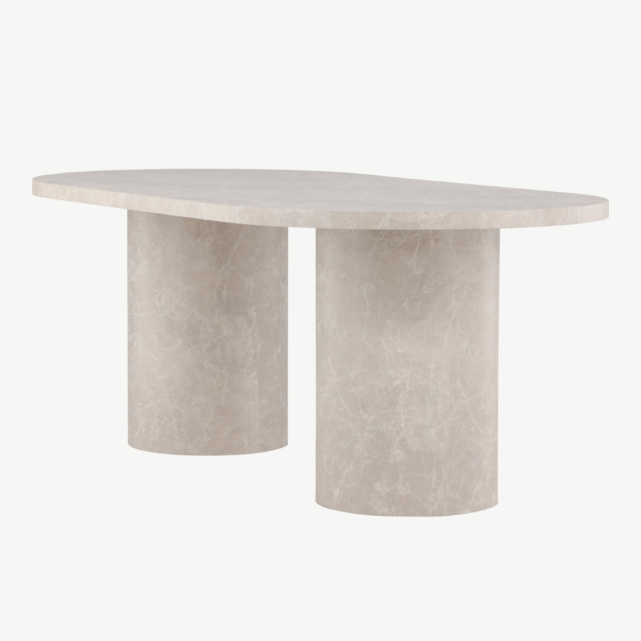 Beež marmori mustriga MDF söögilaud Narvik 100×200 cm, 61929-102 – 6