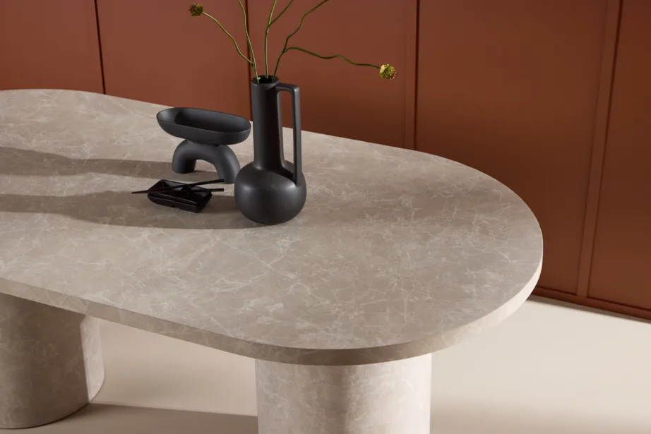 Beež marmori mustriga MDF söögilaud Narvik 100×200 cm, 61929-102 – 10