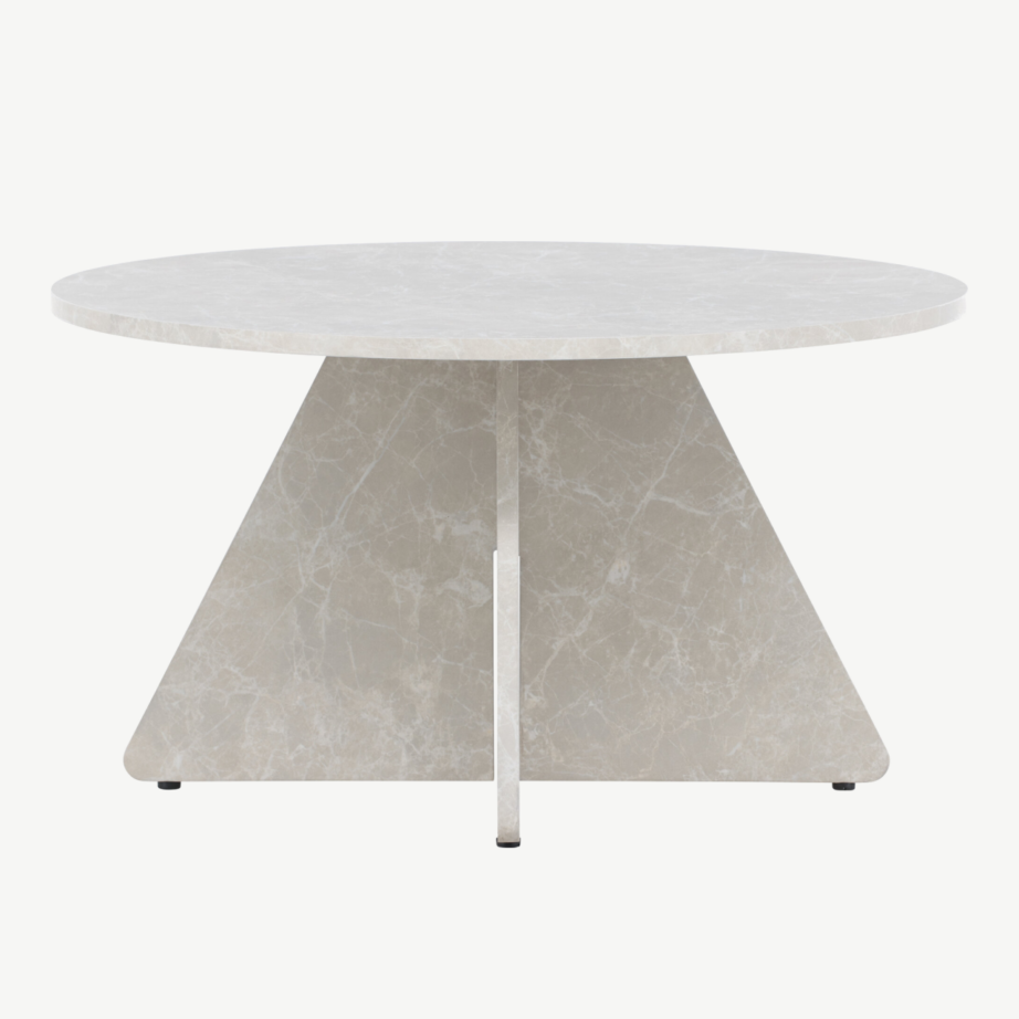 Beež marmoriimitatsiooniga ümmargune diivanilaud Bootcut (MDF, ø80 cm), 62057-102 – 2