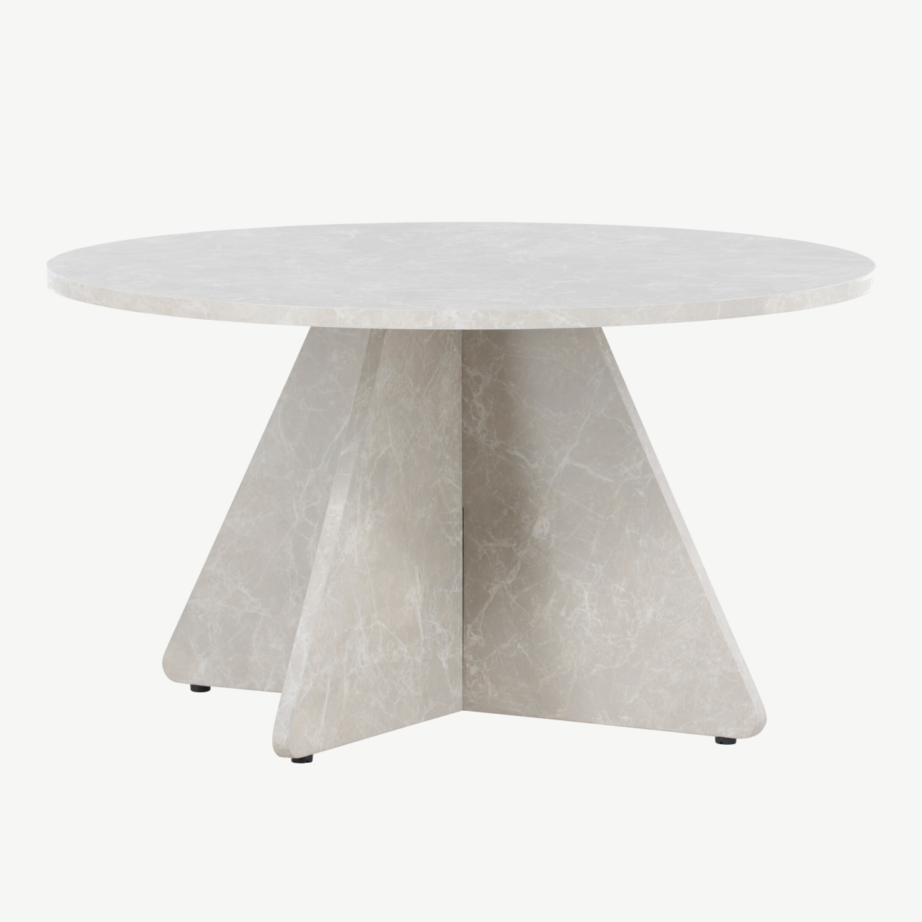 Beež marmoriimitatsiooniga ümmargune diivanilaud Bootcut (MDF, ø80 cm), 62057-102 – 3