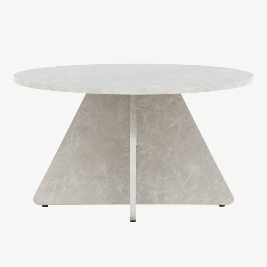 Beež marmoriimitatsiooniga ümmargune diivanilaud Bootcut (MDF, ø80 cm), 62057-102 – 5
